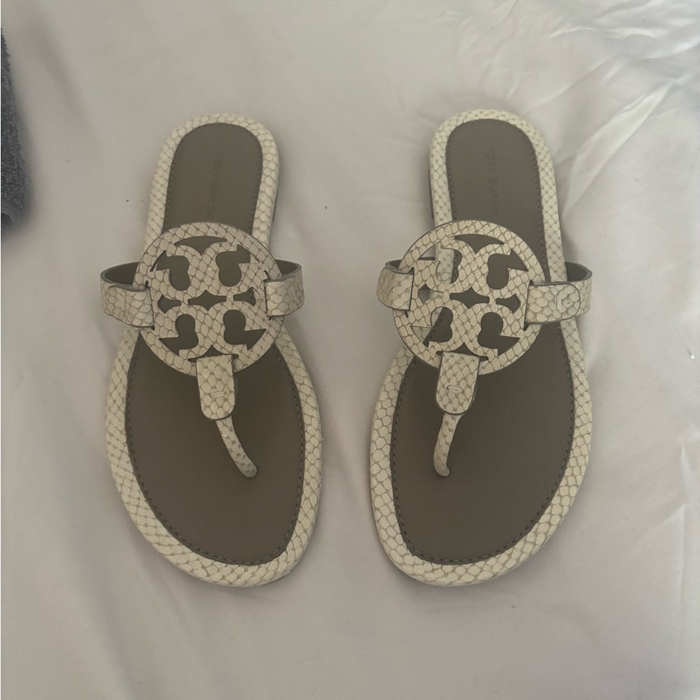 Tory Burch MILLER SANDAL, SNAKE-PRINT LEATHER - Dulce De Leche
